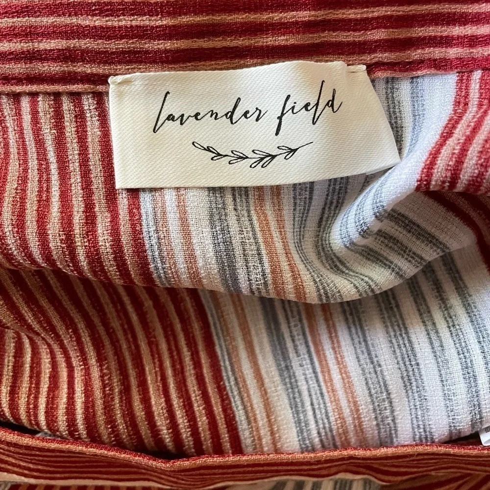 Lavender Field Striped Wrap Midi Skirt S Rust Black